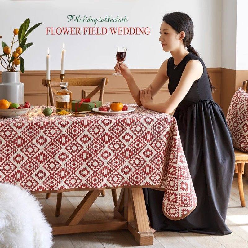 餐桌桌布轻奢高级感红色喜庆结婚高端台布新年盖布茶几盖布,居家布艺,桌布,淘宝优惠券,粉丝福利购,淘宝优惠卷