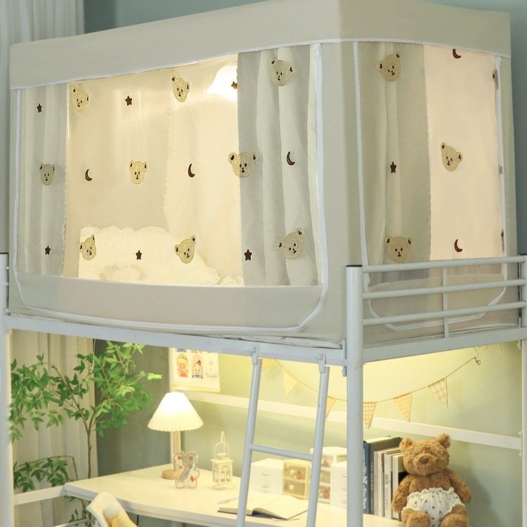 学生宿舍遮光床帘蚊帐一体式全包全封闭上铺加高隔音床幔可爱