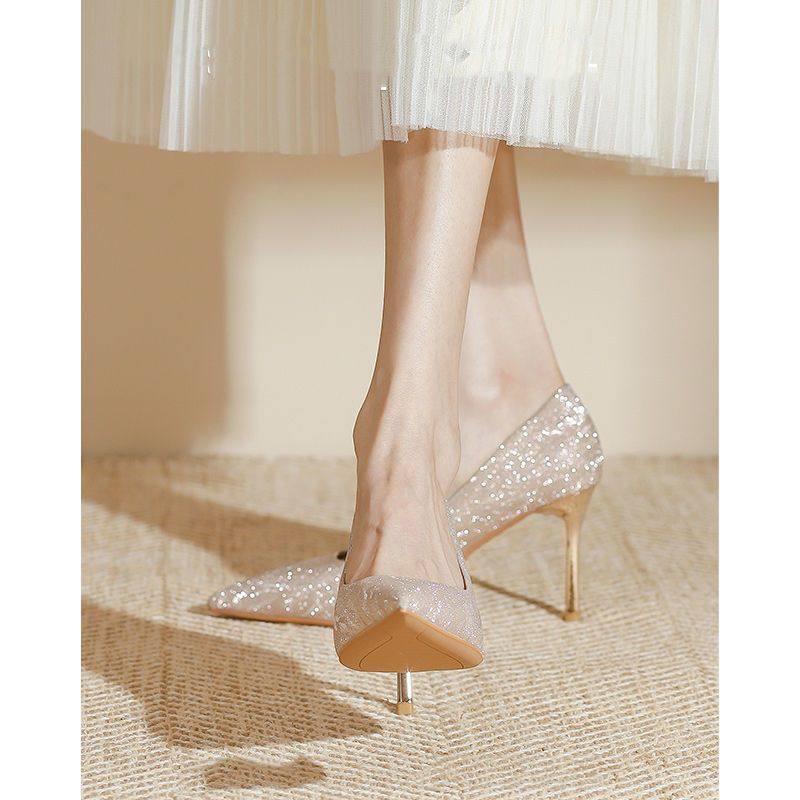 高跟鞋婚鞋新娘鞋2025年新款女秋季法式水晶秀禾主婚纱两穿不累脚,女鞋,婚鞋,淘宝优惠券,粉丝福利购,淘宝优惠卷