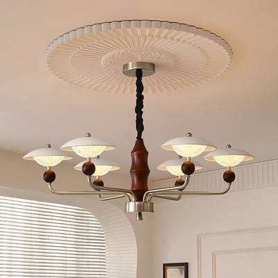 法式中古客厅美式复古高级感吊灯卧室餐厅书房南洋风实木个性主灯