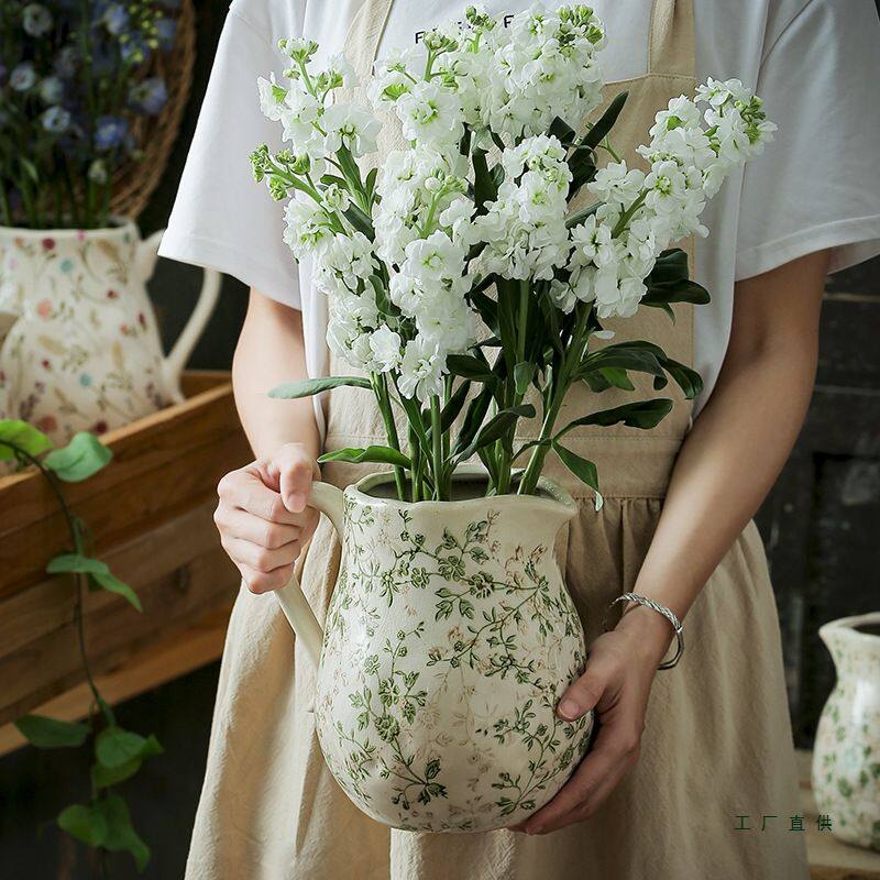 水壶陶瓷花瓶摆件客厅插花水培器皿创意法式美式复古田园风感