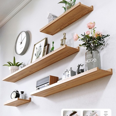 实木墙上置物架墙面悬空一字板墙壁电视背景墙展示架装饰搁板家装