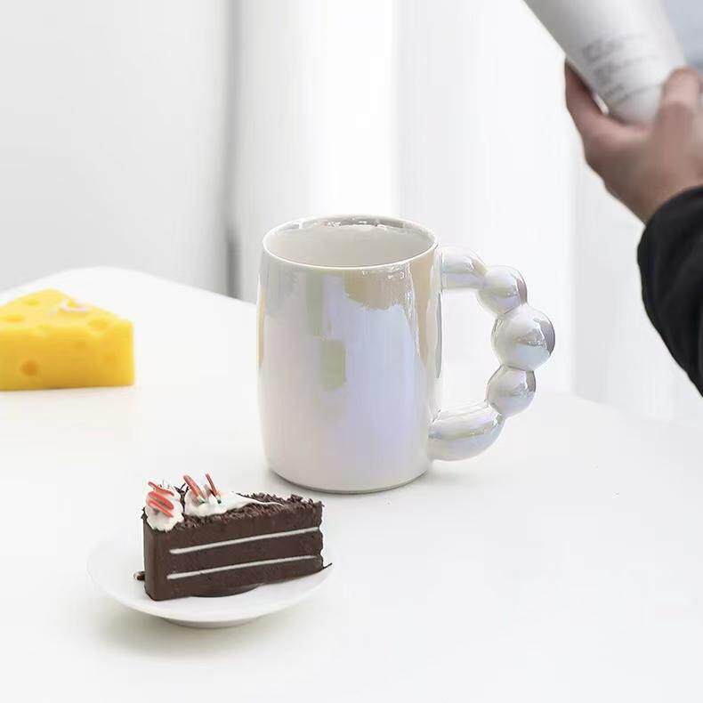 美甲拍照道具杯子博主水杯马克杯陶瓷杯珠光网红炫彩杯手拿摆拍