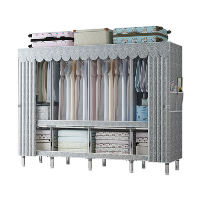 2025新款衣柜卧室家用出租房简易组装布衣柜结实耐用加厚加粗钢架