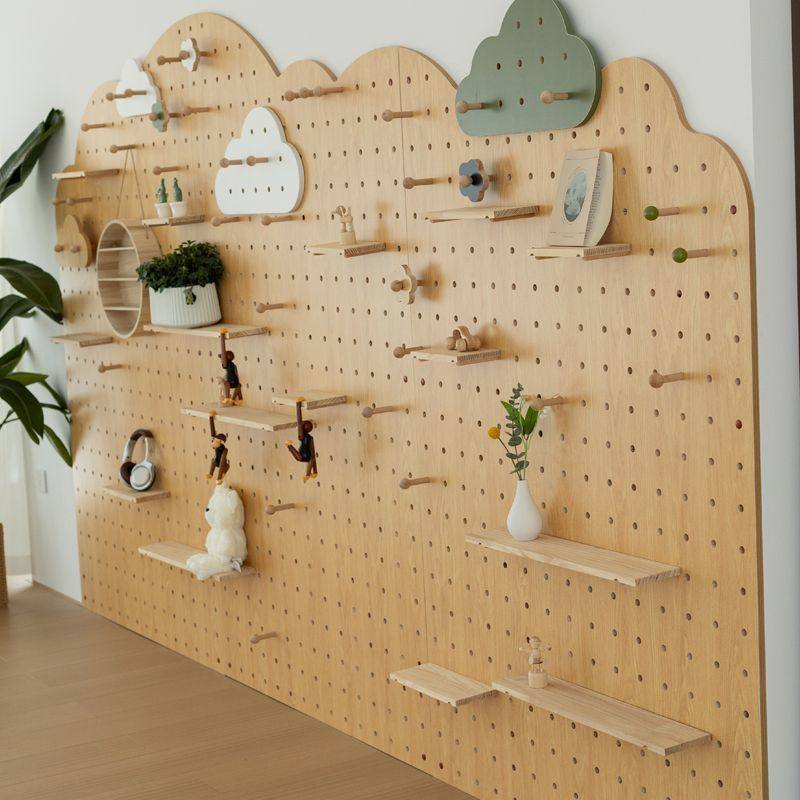 洞洞板钉制入户玄关置物架收纳架幼儿园实木洞洞墙装饰展示壁挂板,收纳整理,收纳洞洞板,淘宝优惠券,粉丝福利购,淘宝优惠卷