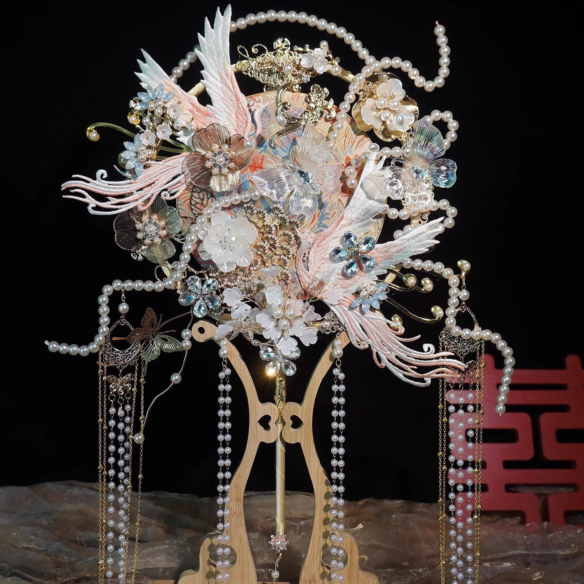 新娘结婚团扇中式婚礼重工成品手工秀禾出嫁喜扇子diy材料包,居家日用,扇子,淘宝优惠券,粉丝福利购,淘宝优惠卷