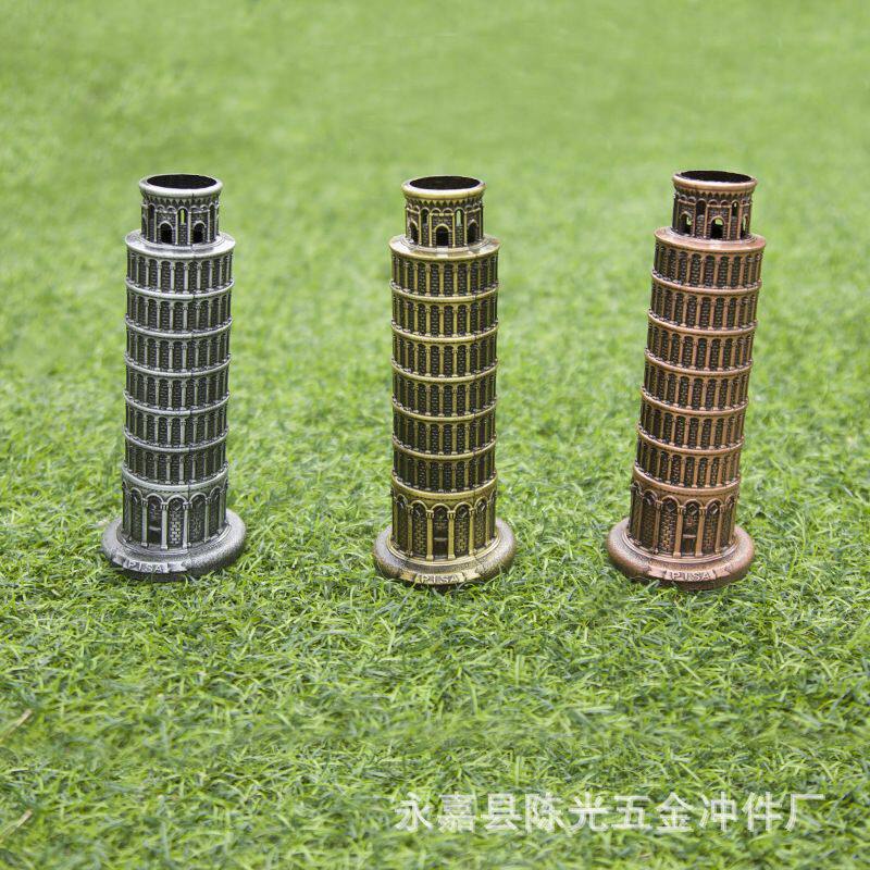 金属圆形底座比萨斜塔 家居办公装饰创意摆件 世界名建筑模型