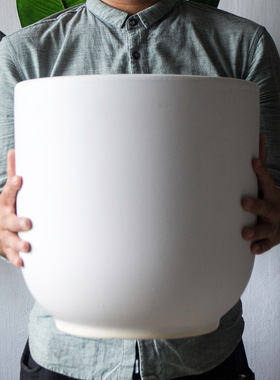 景德镇特大号黑白色陶瓷花盆简约阳台室内地面种植发财树绿植盆栽