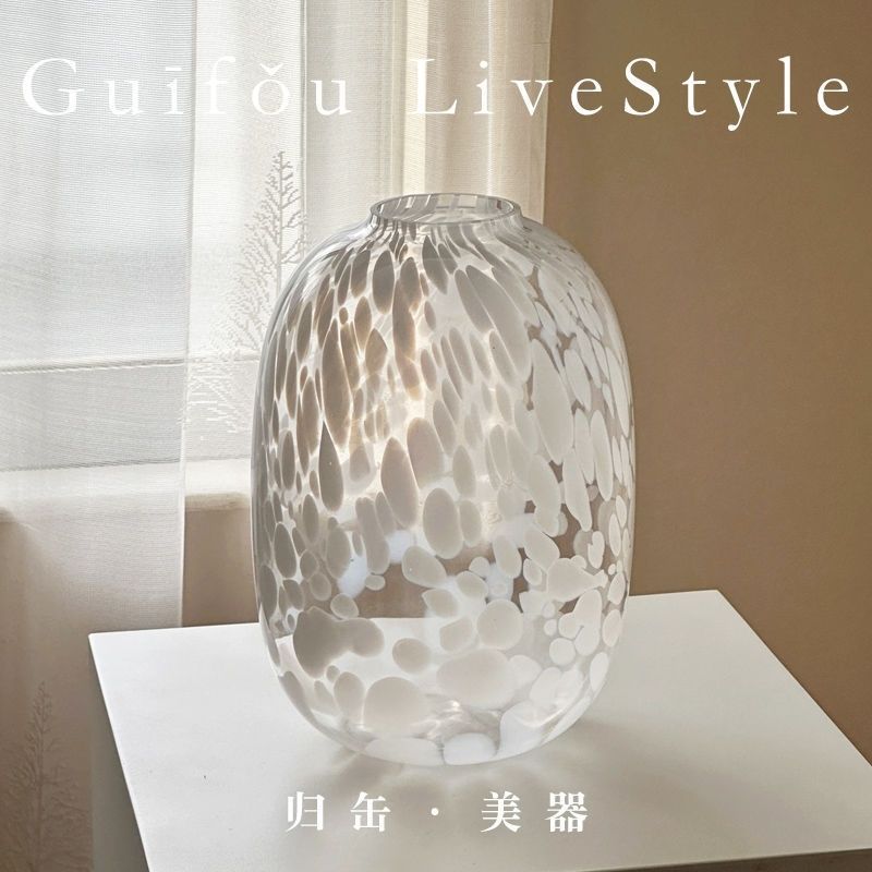 高级感新中式白色玻璃花瓶法式装饰摆件为您的空间增添禅意与高雅