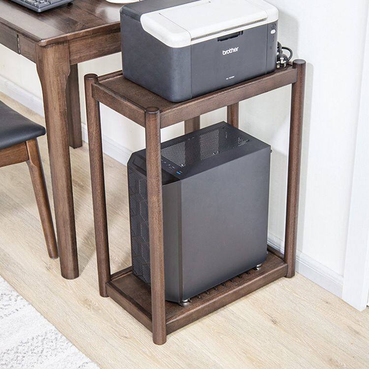 实木电脑主机托架多层落地底座移动托盘架打印机台式机箱置物架子