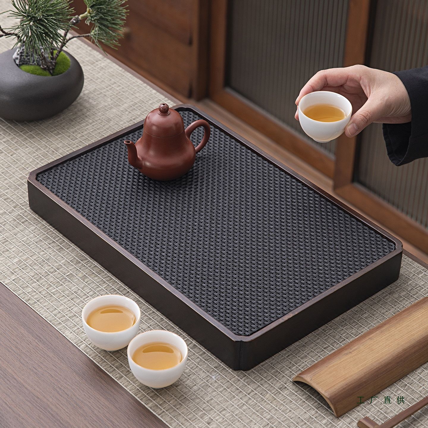茶盘家用茶托盘2026新款功夫茶具竹实木沥水储水一人小型干泡茶台