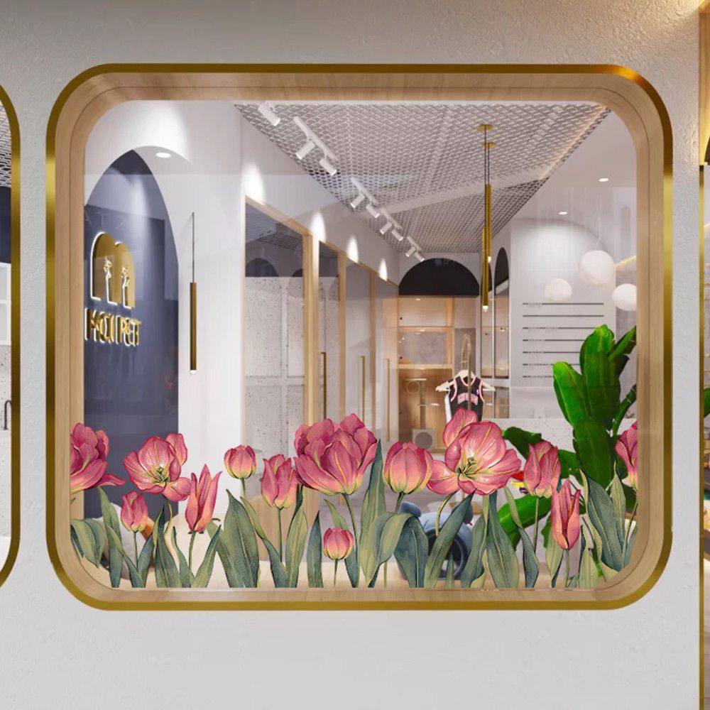 《花夏如海》法式花卉窗户贴纸透光静电窗贴卧室飘窗厨房装饰窗花,家居饰品,玻璃膜/贴,淘宝优惠券,粉丝福利购,淘宝优惠卷