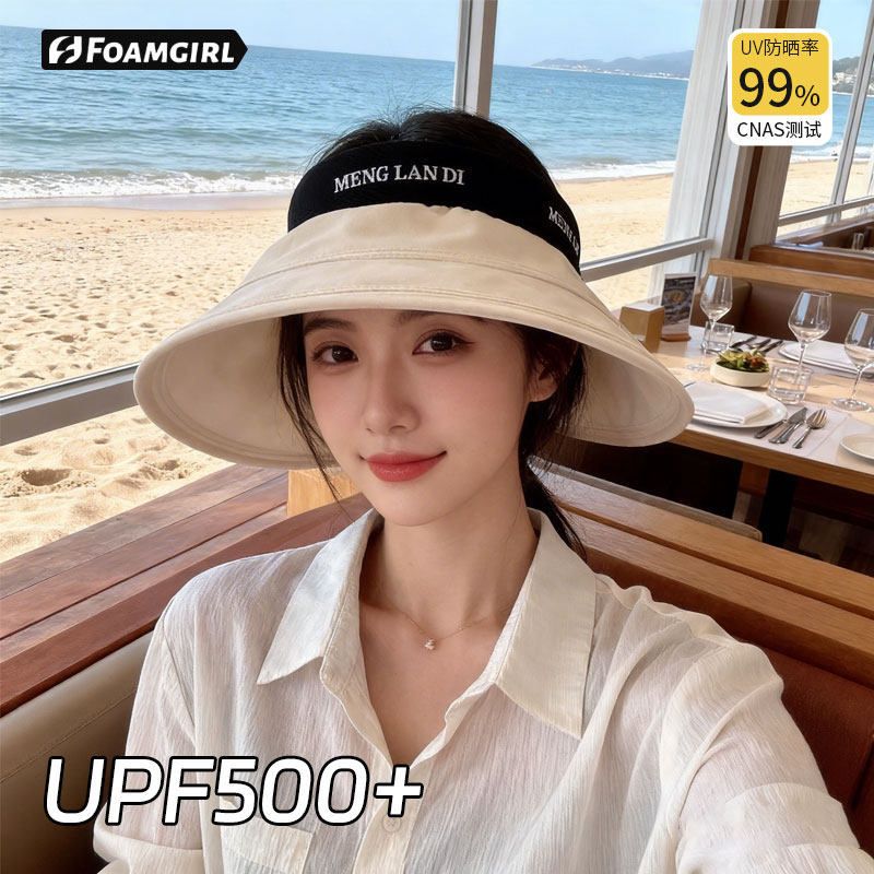 Foamgirl太阳帽女防晒洋气时尚2026新款空顶夏季遮抗UV大沿户外轻