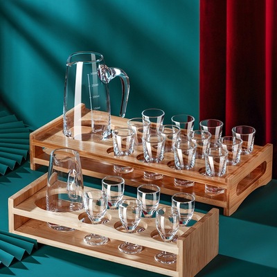 分酒器白酒杯家用酒具套装小号中式一口杯带把刻度量酒器盅壶杯a^