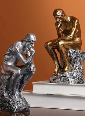 复古创意思考者人物雕像家居摆设客厅书房电视柜办公桌面摆件高级