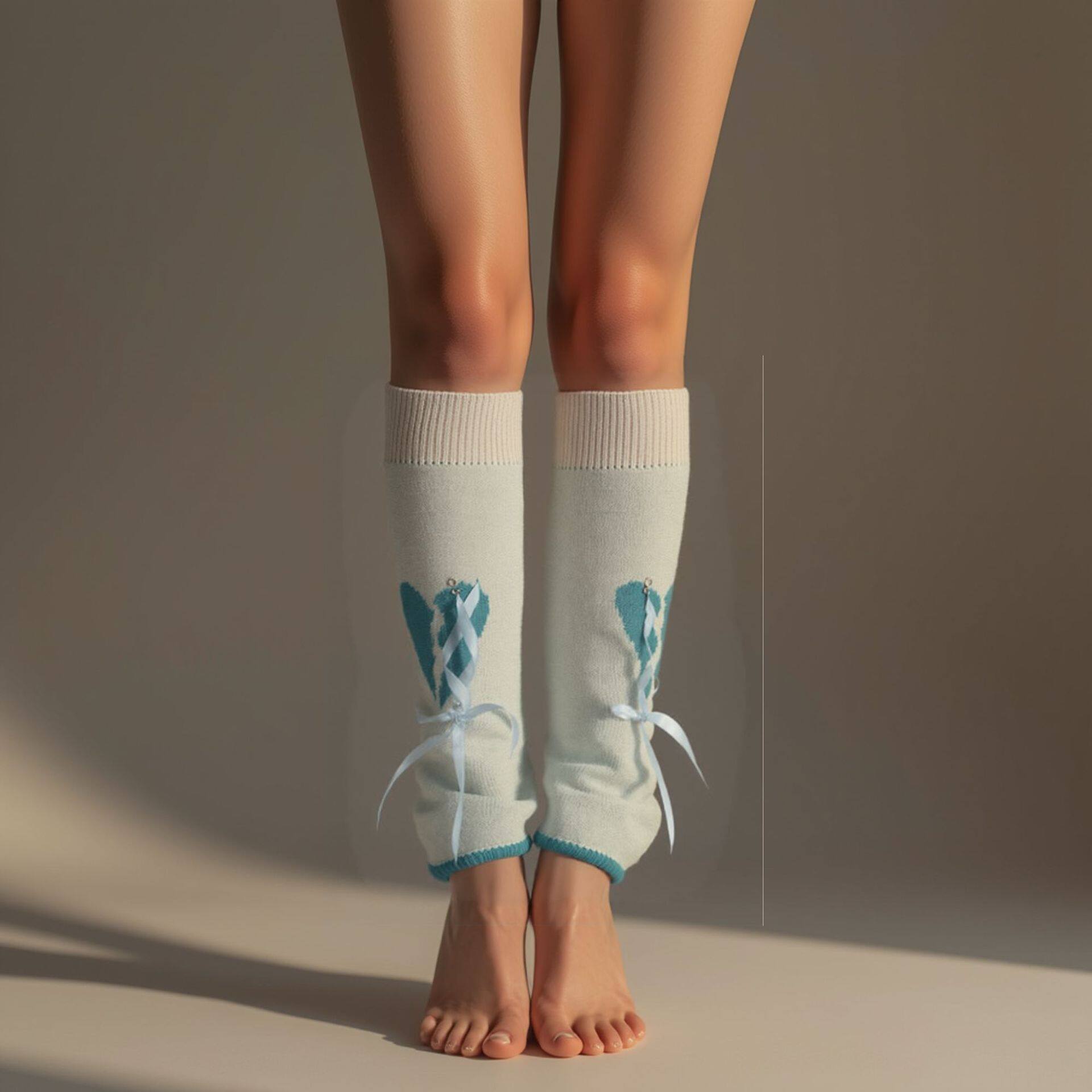 爱心lolita甜美针织腿套秋冬亚文化小腿可爱绑带jk辣妹堆堆袜套女