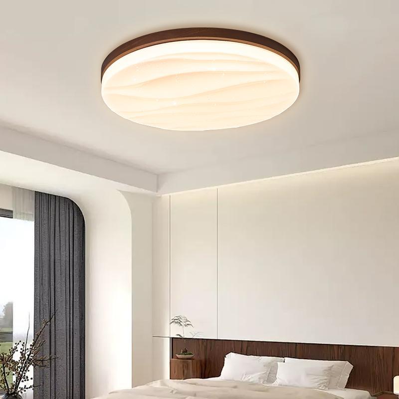 北欧实木吸顶灯客厅卧室儿童房田园风胡桃色新中式现代简约创意灯