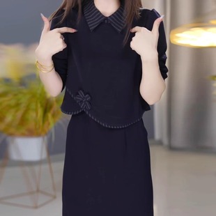 连衣裙2025新款女春秋十三行今年流行爆款气质减龄假两件高档长袖