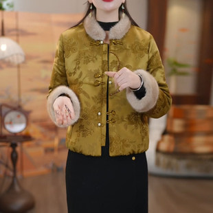 新中式国风羽绒棉服外套女冬2026新款晋江二棉小个子妈妈棉衣棉袄