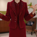 喜婆婆婚宴装 秋冬轻奢高级感结订婚妈妈礼服连衣裙两件套 2025新款