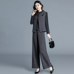 时尚套装女春秋2026新款爆款时髦洋气巨好看高级感妈妈三件套裤