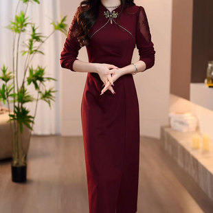 新中式国风改良旗袍连衣裙十月一轻奢高级感喜婆婆婚宴装妈妈礼服