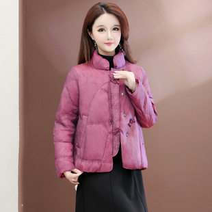 平湖新中式羽绒服女款2025新款九江巨好看小个子短款妈妈冬装外套