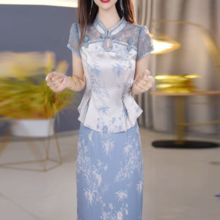 新中式国风套装连衣裙2026新款女夏十三行爆款高端改良旗袍两件套