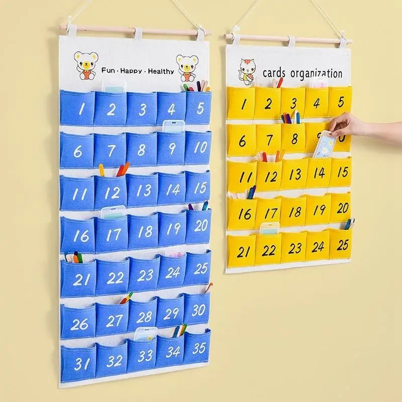 幼儿园接送卡挂袋加厚帆布借书卡口罩储物袋可水洗记录卡片收纳袋