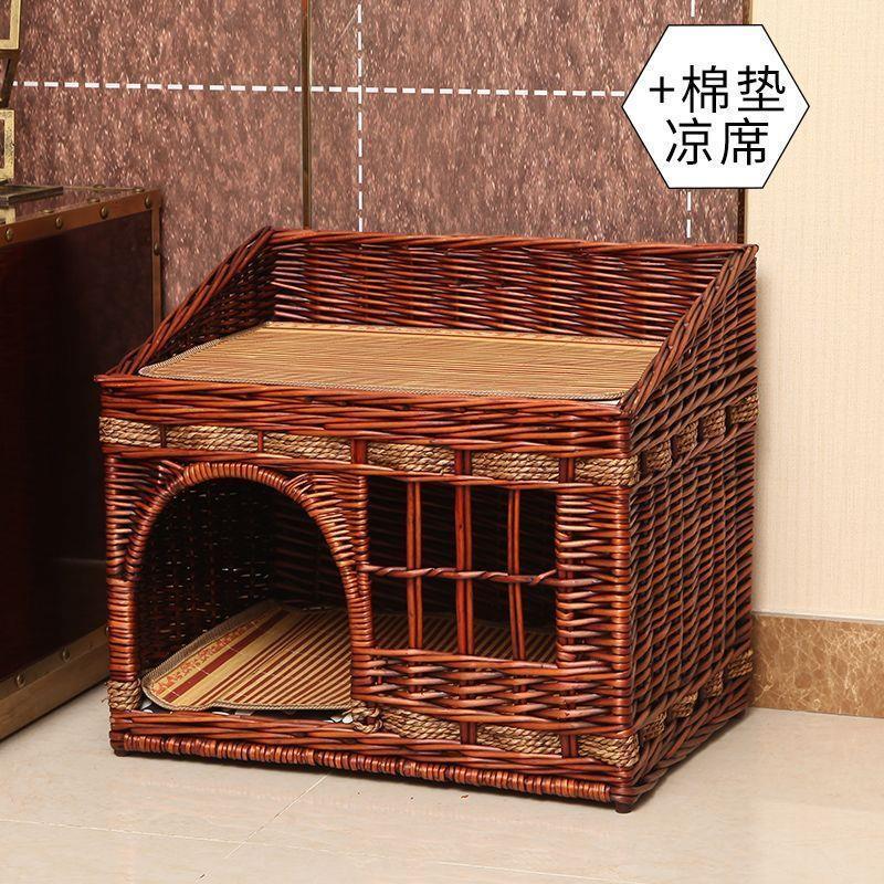 猫窝四季通用夏季凉猫笼藤编猫窝窝房子别墅双层猫咪窝猫屋批发