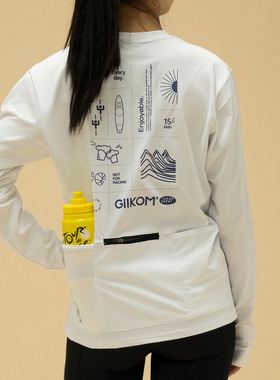 GIIKOM not for racing印花3口袋长袖骑行T恤速干防晒骑行服通勤