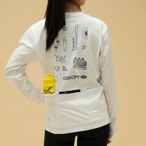 GIIKOM not for racing印花3口袋长袖骑行T恤速干防晒骑行服通勤