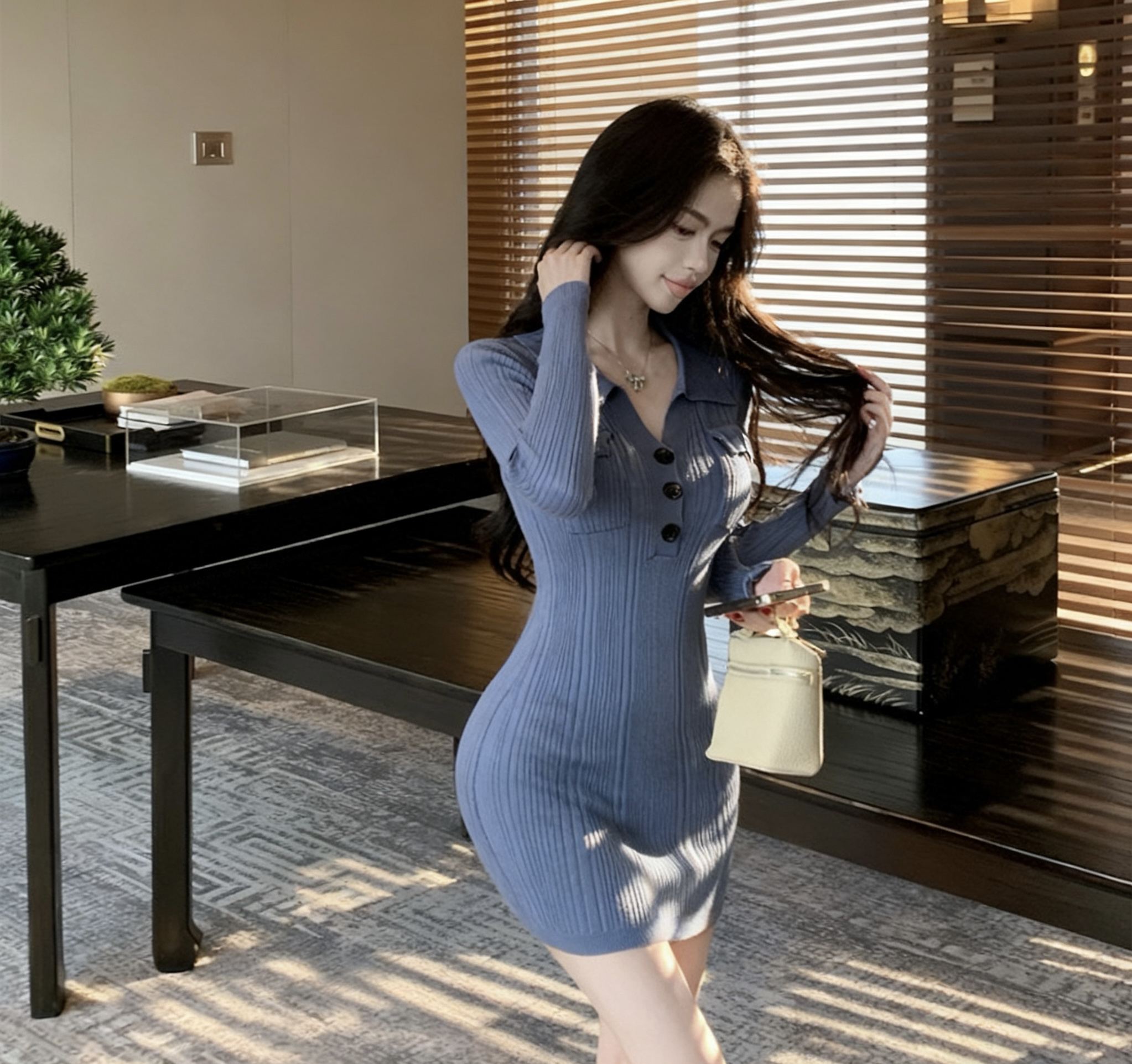 法式复古气质连衣裙女2025秋冬新款高级感气质收腰显瘦长袖裙子