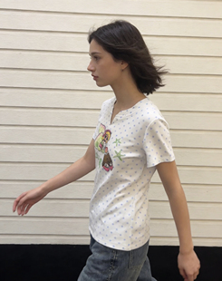 天使星星印花正肩短袖 辣妹甜美风修身 设计感y2k短款 上衣 t恤女夏季