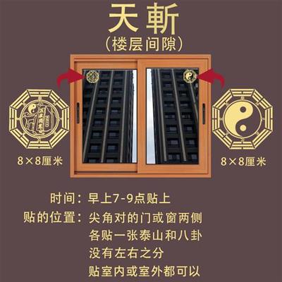 化解避楼层间隙天堑斩金属贴八卦五黄令大门阳台窗麒麟挂件煞摆件