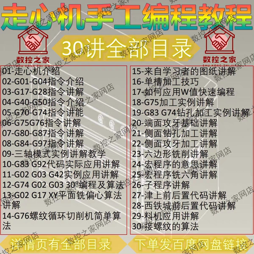 走心机手工编程从G代码讲解到案例应用自学视频教程 + 前后置代码