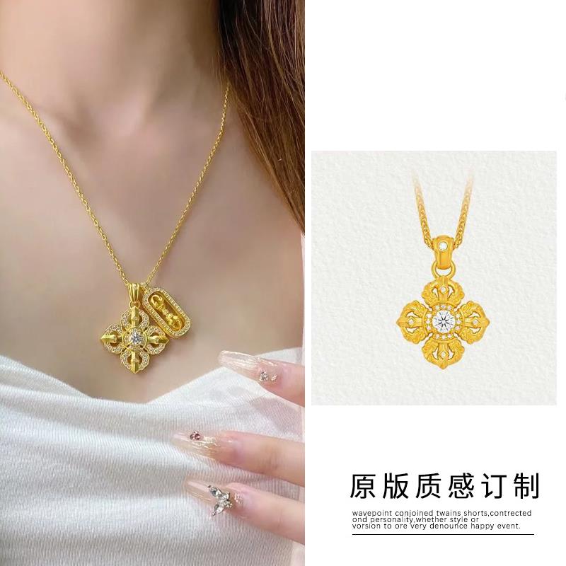 韦雪同款项链十字金刚杵吊坠颈链2024新款叠戴高级感轻奢毛衣链女
