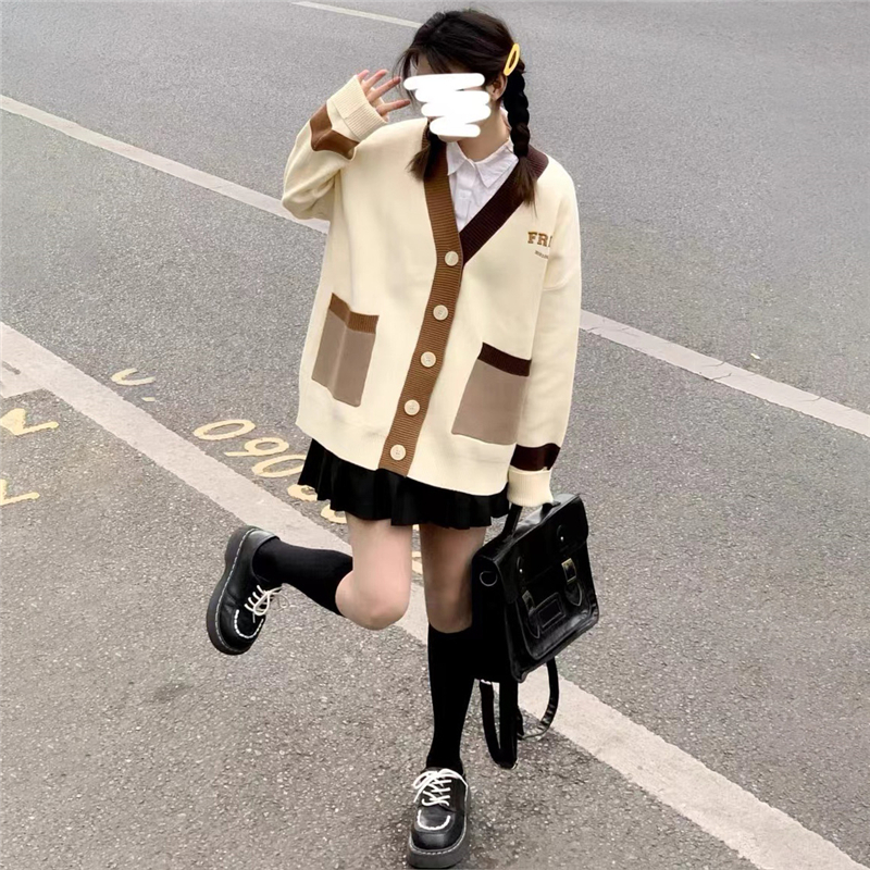 新款甜酷少女网红穿搭半身裙秋冬天搭配毛衣两件套装JK百褶裙