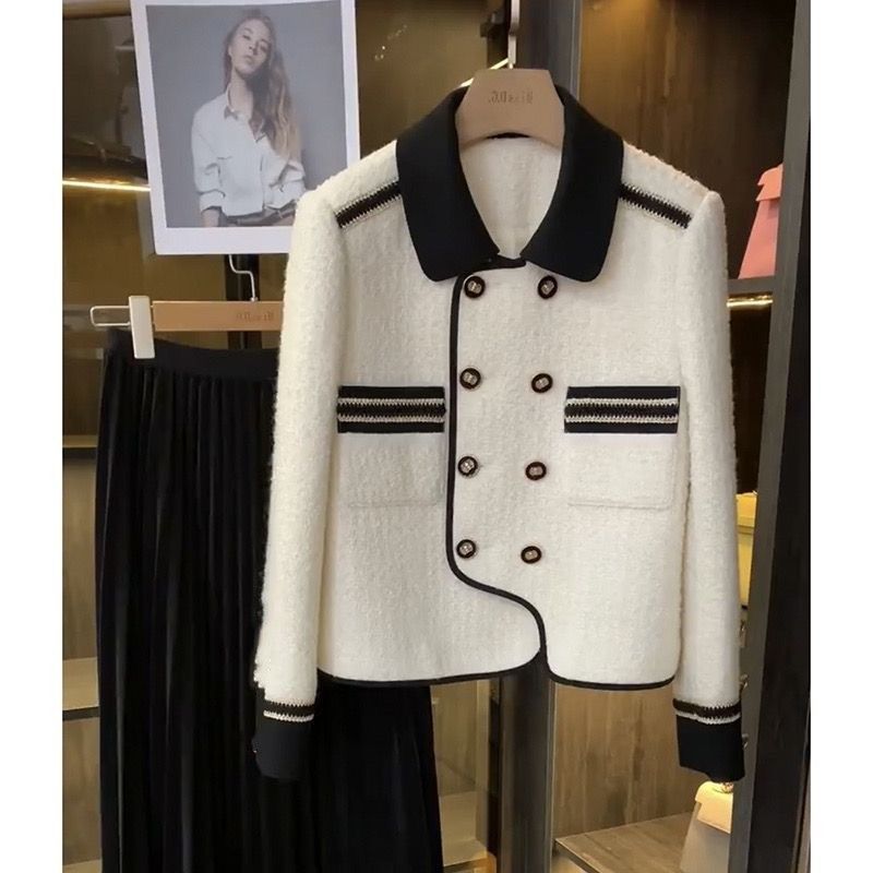 法式气质名媛独特小香风外套女双面呢撞色新款时尚高级感炸街上衣