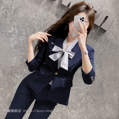 高端时尚职业装西装套装女秋冬气质时尚面试正装西服礼仪职业套装