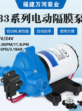 批发3GPM房车水泵船用11升隔膜泵小型电动24V直流高压水泵增压泵