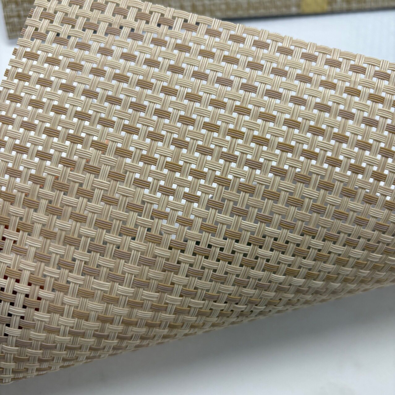 特斯林面料PVC墙纸卧室草编柜门编织材料茶室吊顶纹理小方格背胶