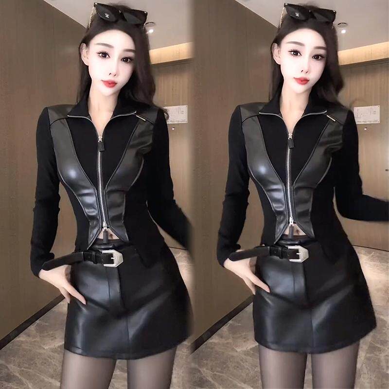 欧货气质拉链修身显瘦外套开衫