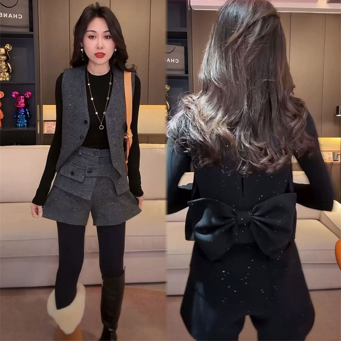 时尚套装女2025冬季无袖单排扣马甲显瘦气质腰封短裤毛呢两件套潮,女装/女士精品,时尚套装,淘宝优惠券,粉丝福利购,淘宝优惠卷