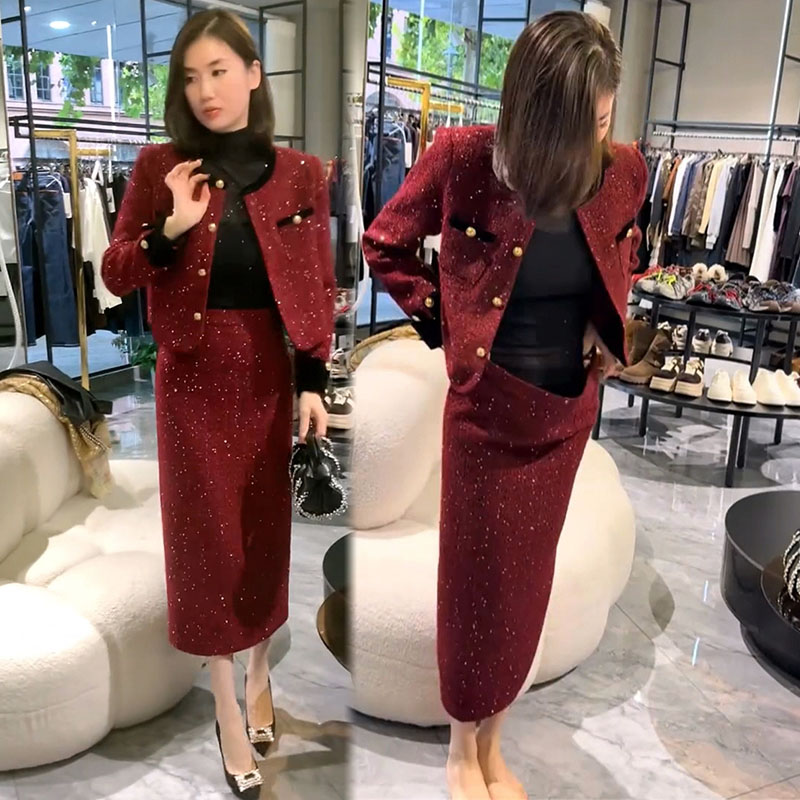 小香风时尚套装女25秋外套半身裙