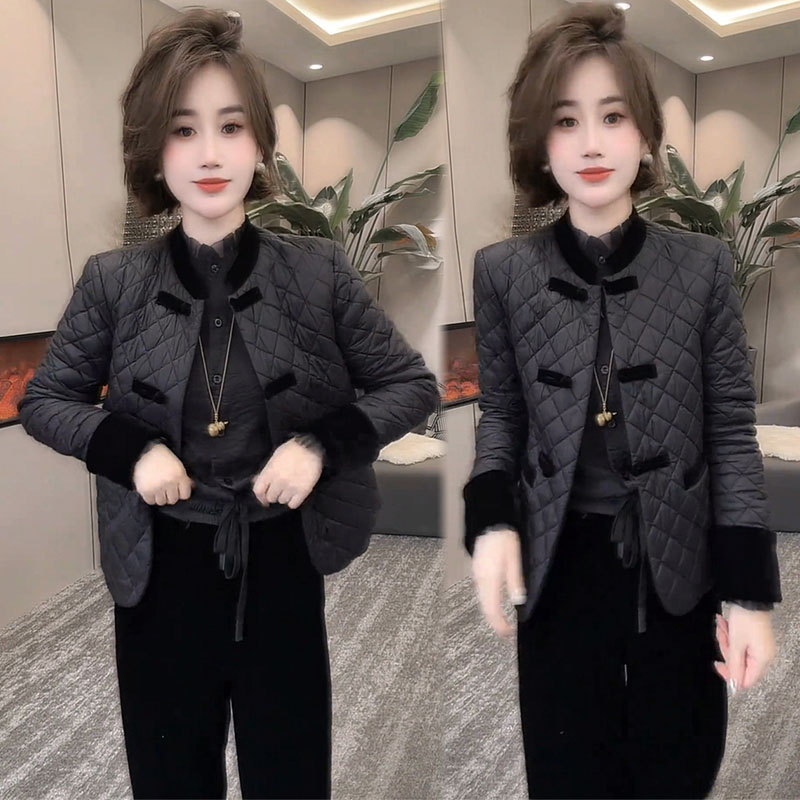 高级感25冬季夹棉国风外套女