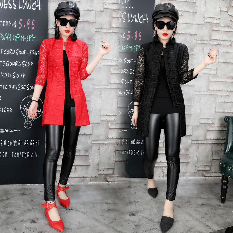 蕾丝衫女冬季修身显瘦立领七分袖中长款百搭唐装开衫打底连衣裙潮在类目 女装/女士精品, 蕾丝衫/雪纺衫中 - 来自Buy2taobao.com提供专业的淘宝代购服务