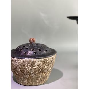孤品手工石头铁盖香炉仿古香插盘香塔香粒香盘香薰炉中式复古香道