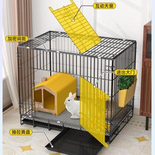 家养兔子专用笼子防喷尿特大号室内豪华宠物窝易清粪户外携带便捷