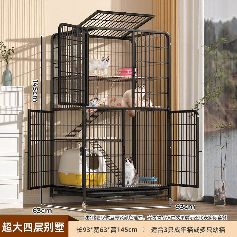 猫砂盆和猫窝一体家用带厕所别墅室内多层超大自由空间置物台带轮